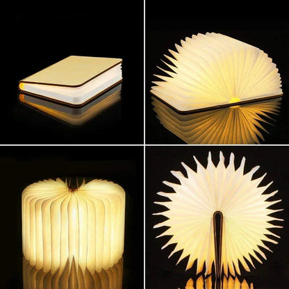 3D Folding Creative LED Night Light RGB Color USB Recharge Wooden Book Light Decor Bedroom Desk Table Lamp for Kid Brithday Gift